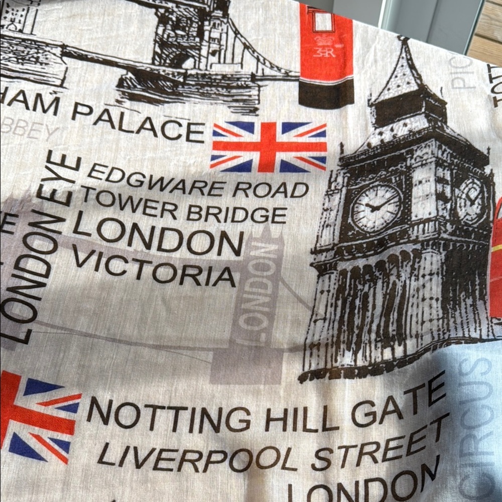 Graphic Print Scarf with Red and Black London accents